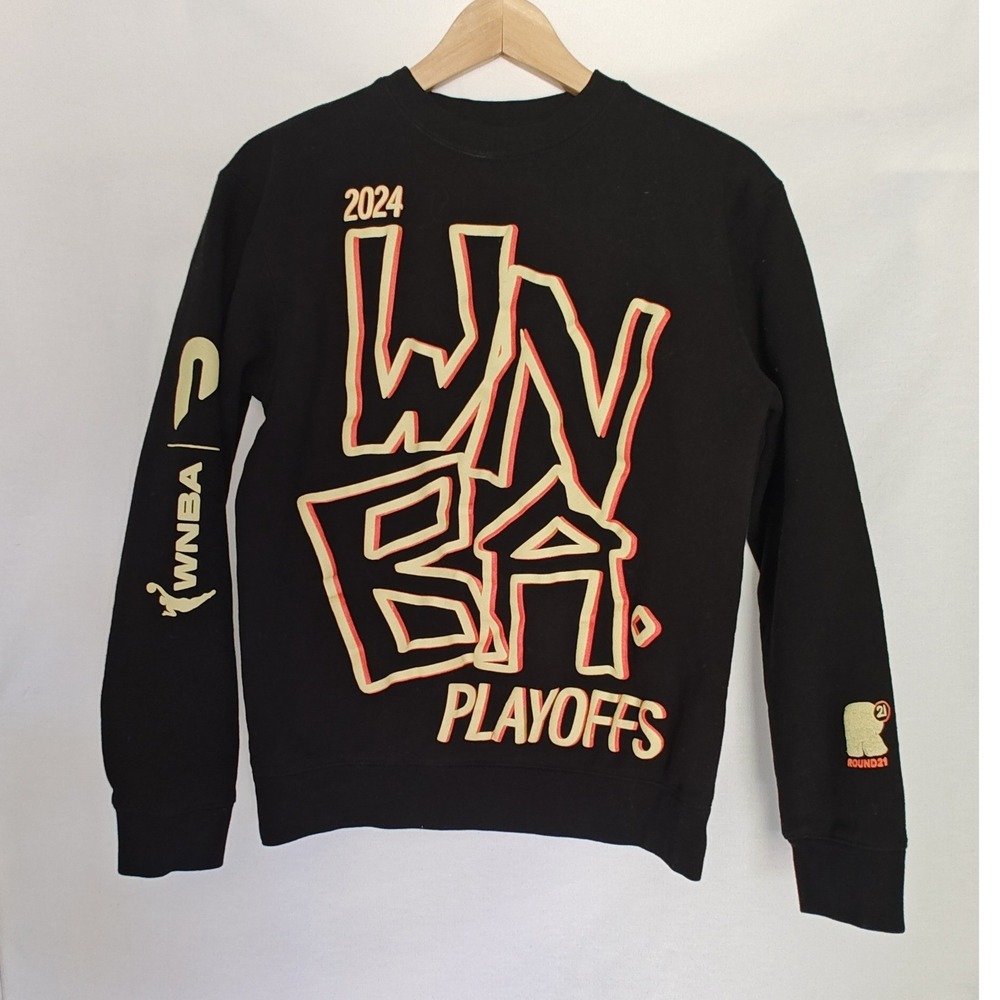 Rpund21 WNBA‎ Playoffs 2024 DoorDash Delivery Crew sweatshirt Black Orange XS